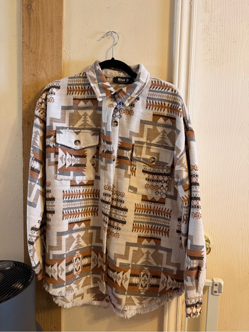 Womens Beige & Brown Patterned Shacket